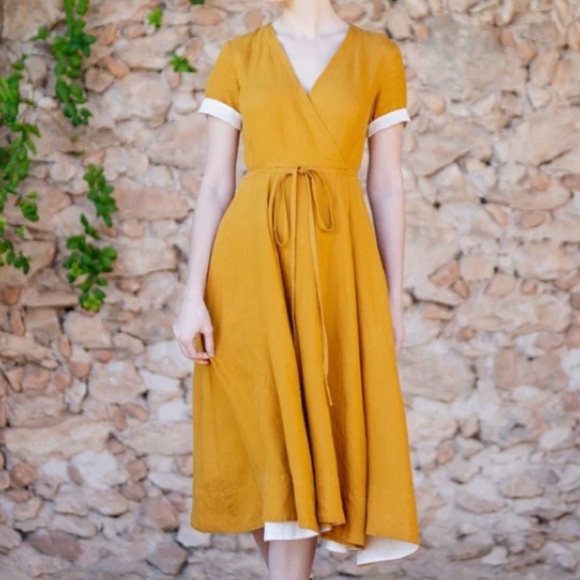 Son de Flor Mustard Wrap Dress - Picture 3 of 5